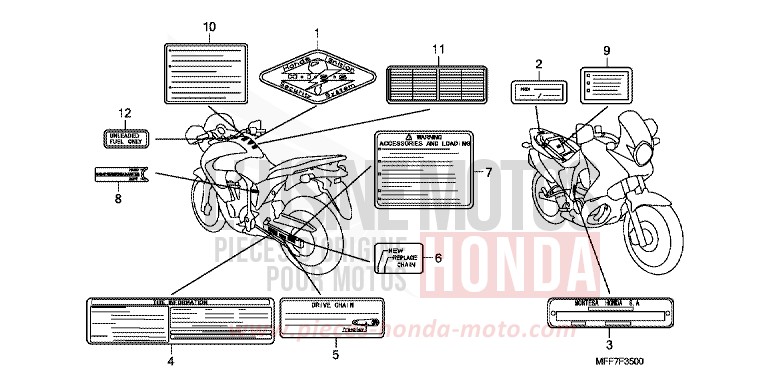 CAUTION LABEL (1) for TRANSALP ABS MOODY BLUE METALLIC (PB296) from 2008